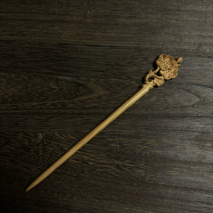 Natural Peach Wood Hair Stick Set - Assorted Floral and Nature Designs Hairpins #桃木发簪合集