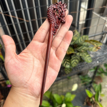 Natural Burmese Rosewood Hair Stick - Carved Wooden Hairpin Set for Women (小叶紫檀)