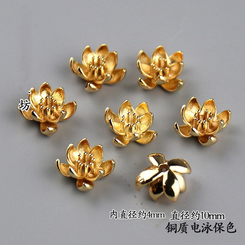 Copper Flower Bead Caps with Rhinestones - Flower Stamen Holders(#184-215)