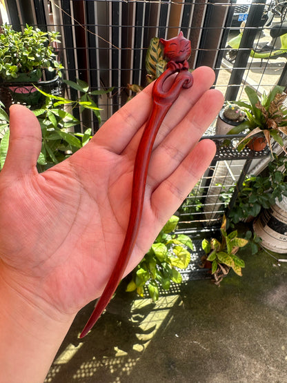 Natural Burmese Rosewood Hair Stick - Carved Wooden Hairpin Set for Women (小叶紫檀)