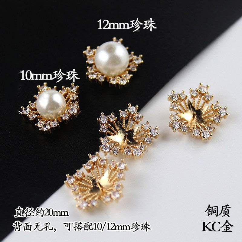 Copper Flower Bead Caps with Rhinestones - Flower Stamen Holders(#20-28)