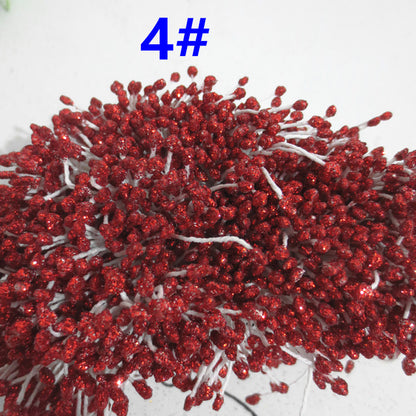 Glitter Coated Flower Stamens (Approx. 280-330pcs) - Stiff Stem for DIY Floral Crafts