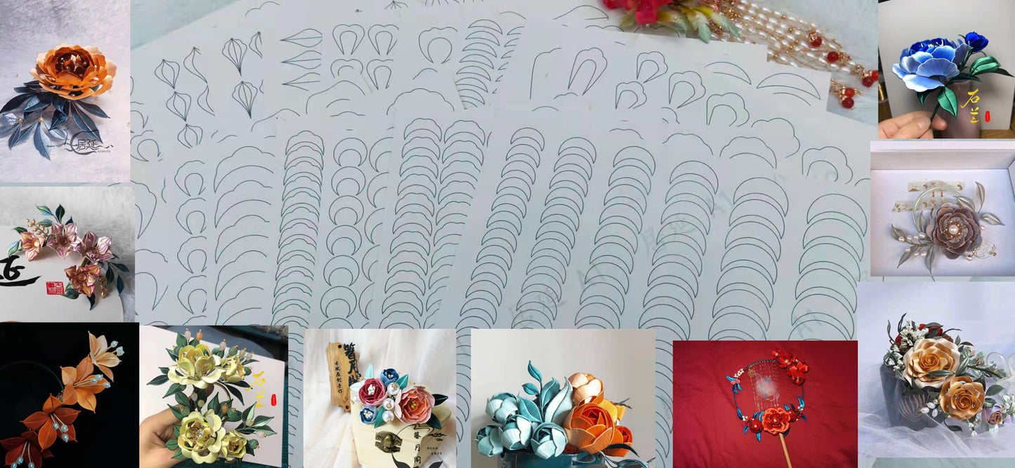 JY DIY Chanhua Paper Template for Traditional Hair Accessories - A Series