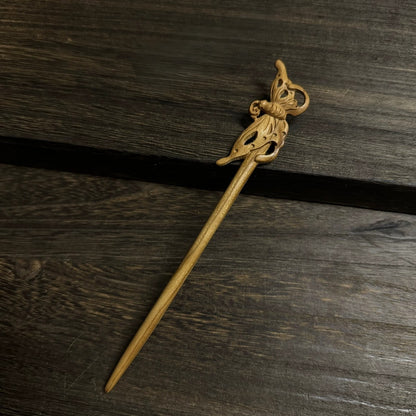 Natural Aged Peach Wood Hair Stick Set - Assorted Floral and Nature Designs Hairpins #老桃木簪合集