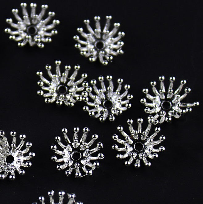 Copper Flower Bead Caps with Rhinestones - Flower Stamen Holders(#20-28)