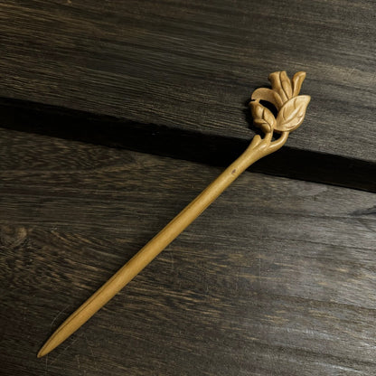 Natural Aged Peach Wood Hair Stick Set - Assorted Floral and Nature Designs Hairpins #老桃木簪合集