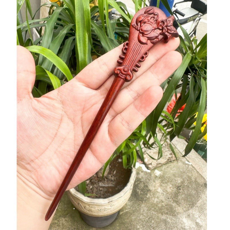 Natural Burmese Rosewood Hair Stick - Carved Wooden Hairpin Set for Women (小叶紫檀)