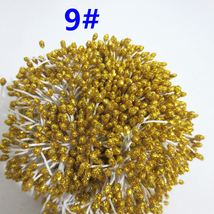 Glitter Coated Flower Stamens (Approx. 280-330pcs) - Stiff Stem for DIY Floral Crafts