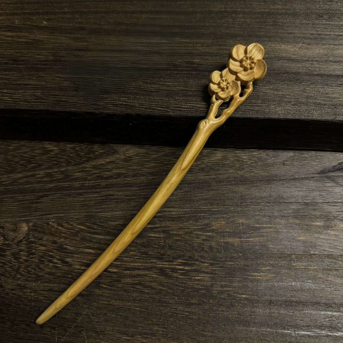 Natural Aged Peach Wood Hair Stick Set - Assorted Floral and Nature Designs Hairpins #老桃木簪合集
