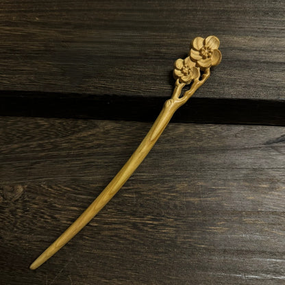Natural Aged Peach Wood Hair Stick Set - Assorted Floral and Nature Designs Hairpins #老桃木簪合集