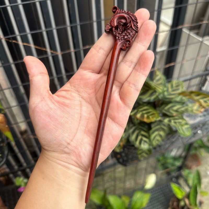 Natural Burmese Rosewood Hair Stick - Carved Wooden Hairpin Set for Women (小叶紫檀)