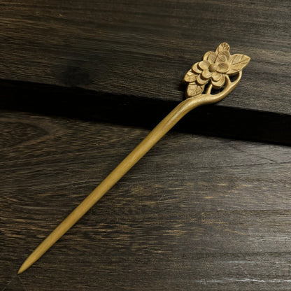 Natural Aged Peach Wood Hair Stick Set - Assorted Floral and Nature Designs Hairpins #老桃木簪合集