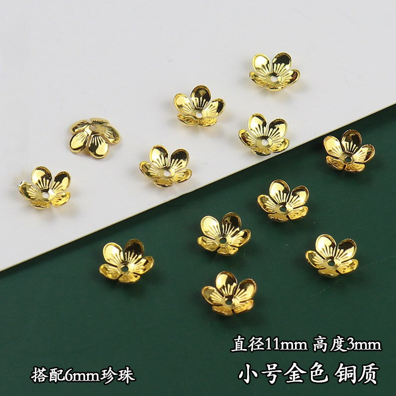 Copper Flower Bead Caps with Rhinestones - Flower Stamen Holders(#20-28)