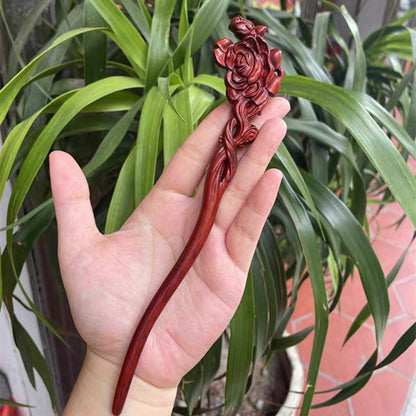Natural Burmese Rosewood Hair Stick - Carved Wooden Hairpin Set for Women (小叶紫檀)