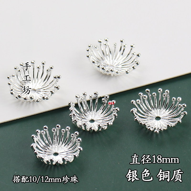 Copper Flower Bead Caps with Rhinestones - Flower Stamen Holders(#20-28)