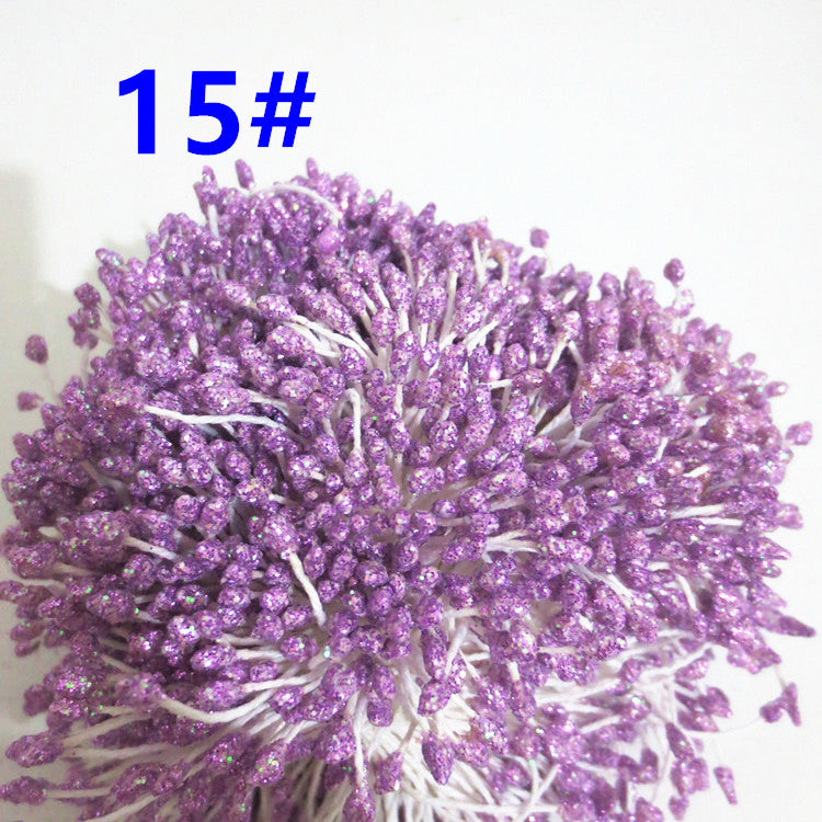 Glitter Coated Flower Stamens (Approx. 280-330pcs) - Stiff Stem for DIY Floral Crafts