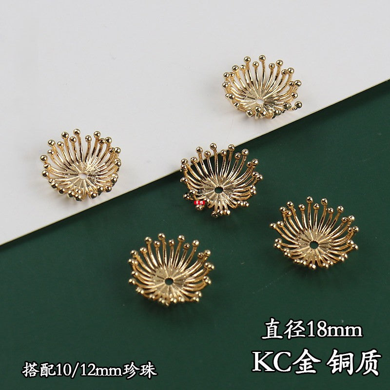 Copper Flower Bead Caps with Rhinestones - Flower Stamen Holders(#20-28)