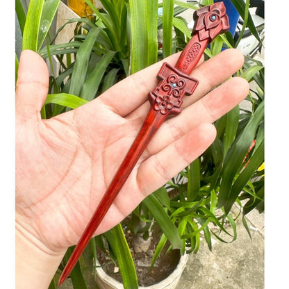 Natural Burmese Rosewood Hair Stick - Carved Wooden Hairpin Set for Women (小叶紫檀)