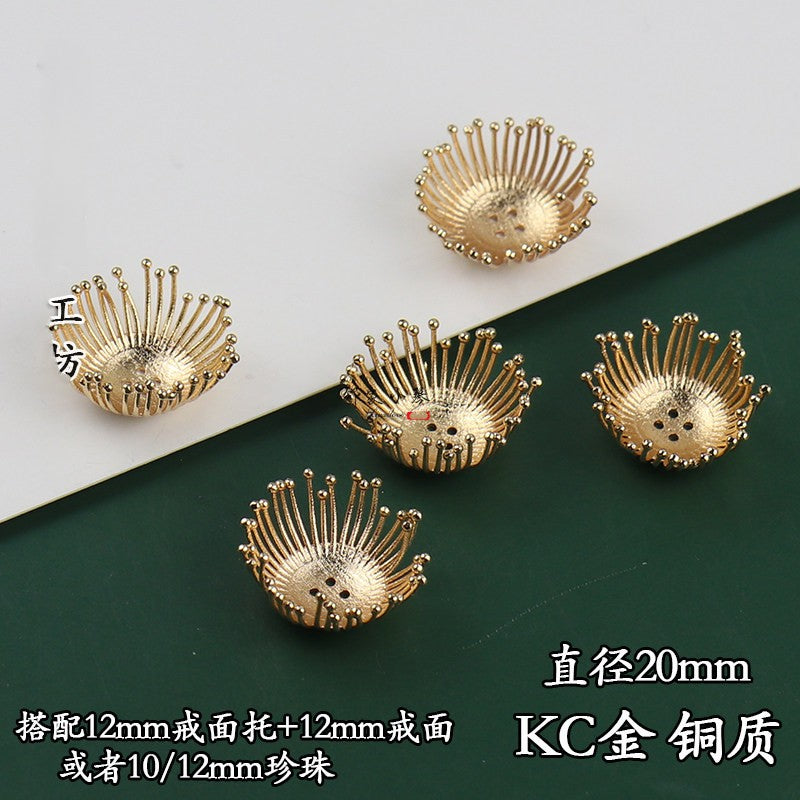 Copper Flower Bead Caps with Rhinestones - Flower Stamen Holders(#20-28)