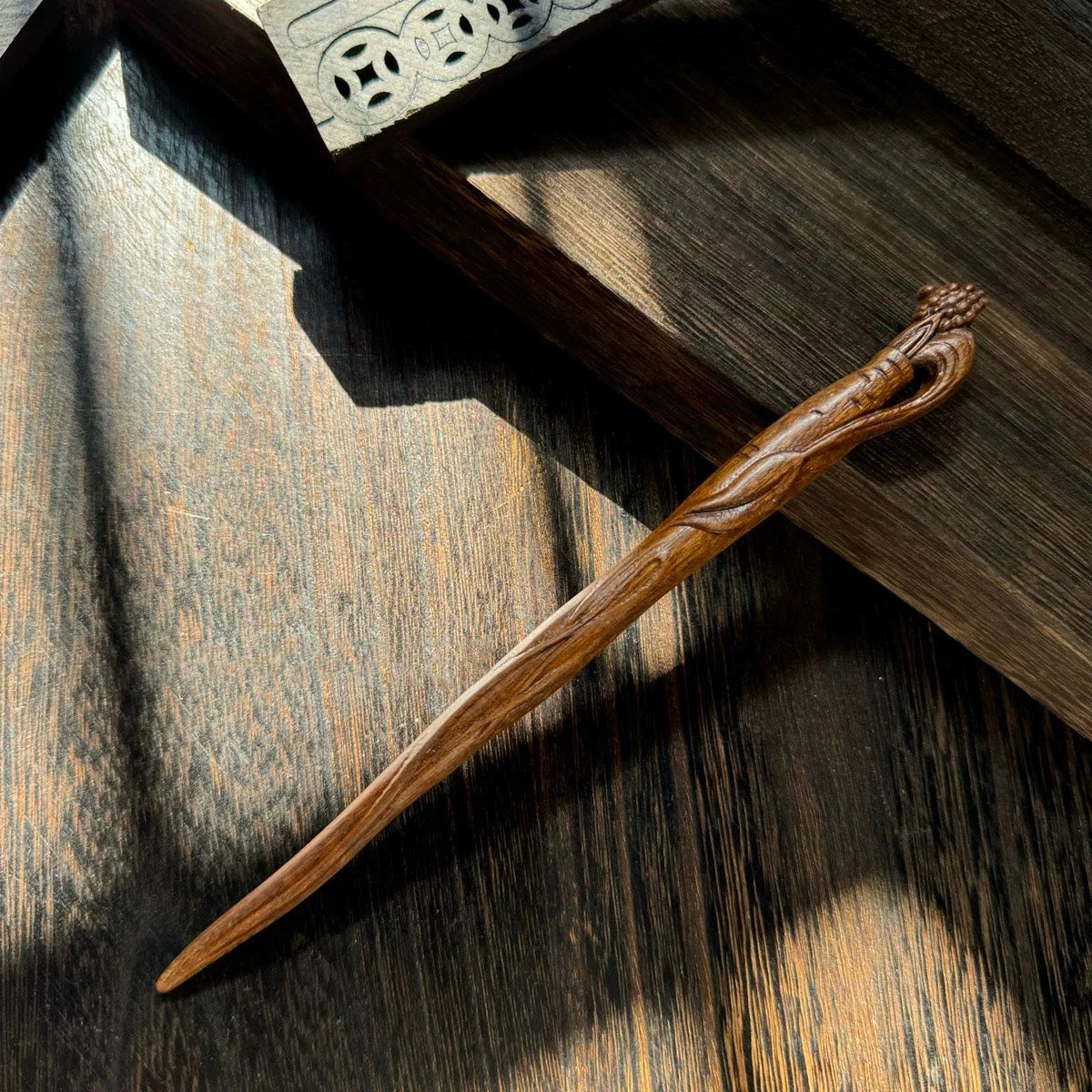 Golden Phoebe Wood Hair Stick | Natural Wooden Hairpin for Buns, Updos & DIY Projects