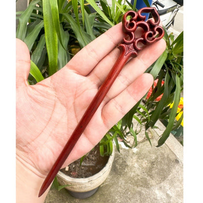 Natural Burmese Rosewood Hair Stick - Carved Wooden Hairpin Set for Women (小叶紫檀)