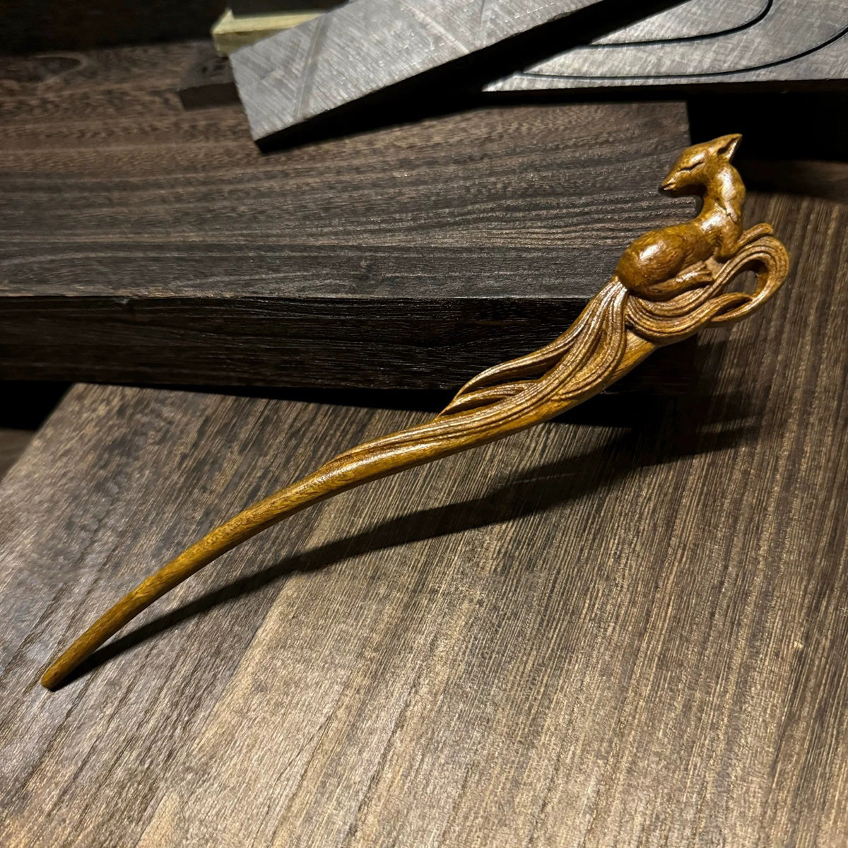 Golden Phoebe Wood Hair Stick | Natural Wooden Hairpin for Buns, Updos & DIY Projects