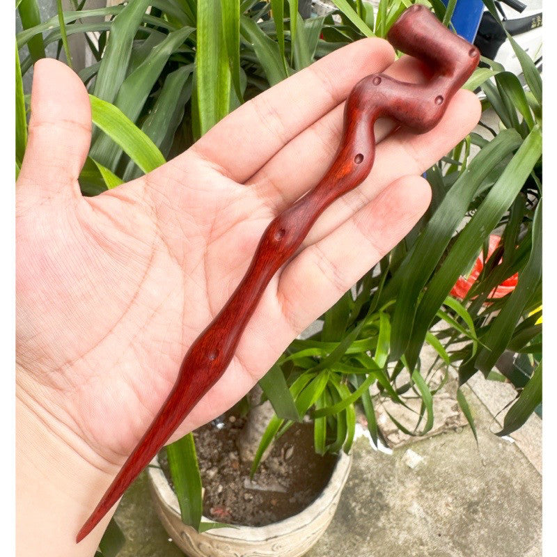 Natural Burmese Rosewood Hair Stick - Carved Wooden Hairpin Set for Women (小叶紫檀)