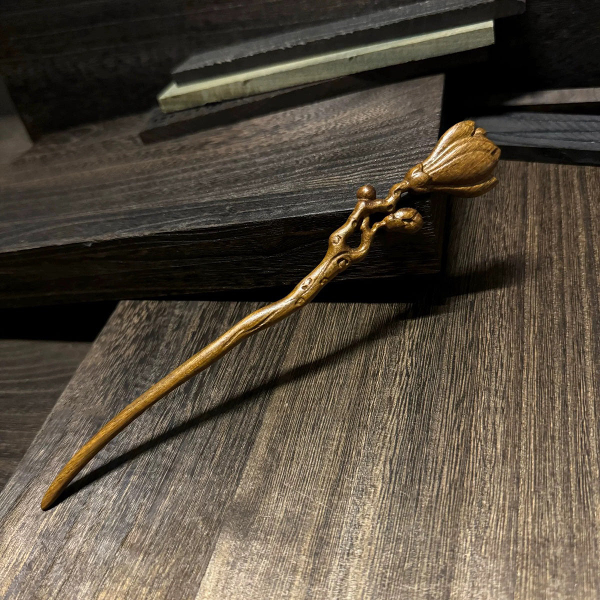 Golden Phoebe Wood Hair Stick | Natural Wooden Hairpin for Buns, Updos & DIY Projects