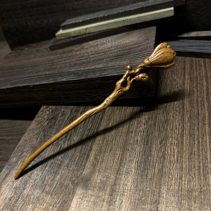 Golden Phoebe Wood Hair Stick | Natural Wooden Hairpin for Buns, Updos & DIY Projects