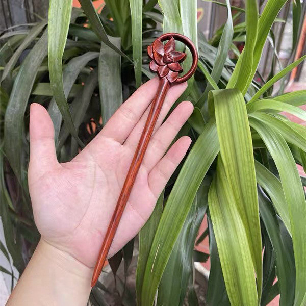 Natural Burmese Rosewood Hair Stick - Carved Wooden Hairpin Set for Women (小叶紫檀)