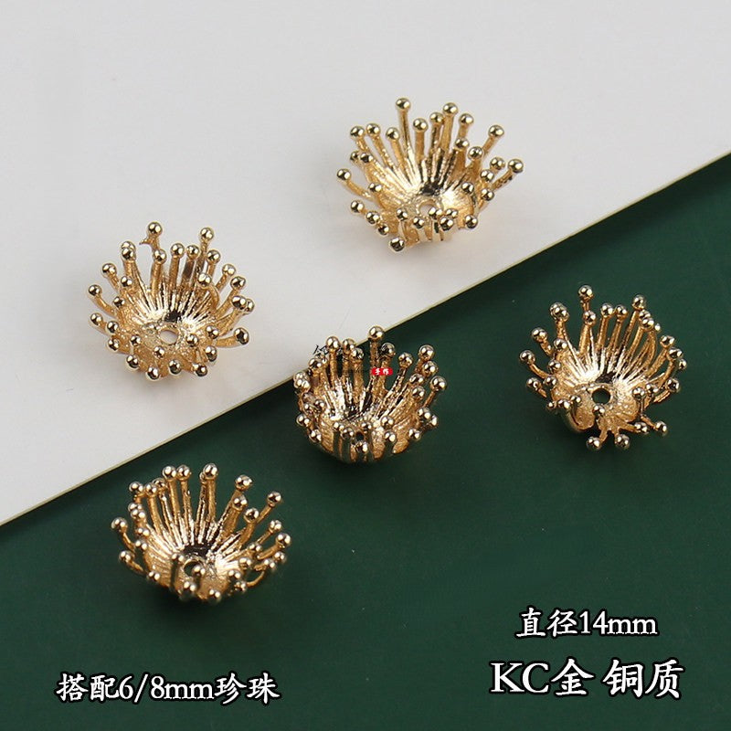 Copper Flower Bead Caps with Rhinestones - Flower Stamen Holders(#20-28)