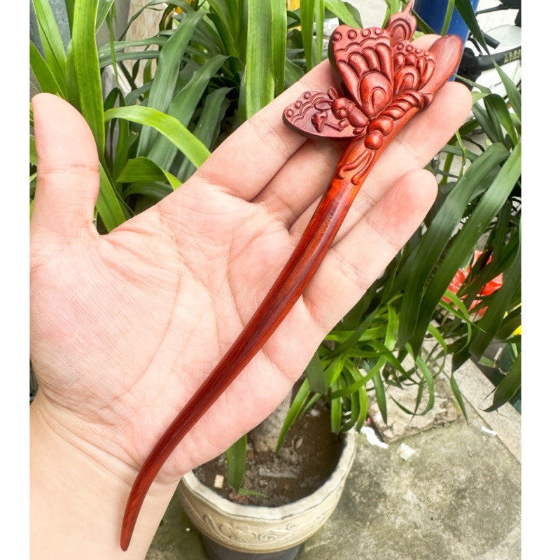 Natural Burmese Rosewood Hair Stick - Carved Wooden Hairpin Set for Women (小叶紫檀)