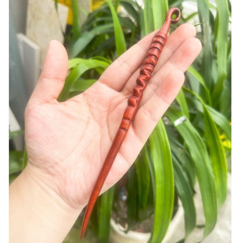 Natural Burmese Rosewood Hair Stick - Carved Wooden Hairpin Set for Women (小叶紫檀)