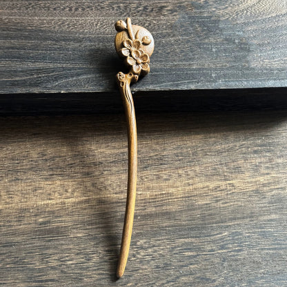 Golden Phoebe Wood Hair Stick | Natural Wooden Hairpin for Buns, Updos & DIY Projects