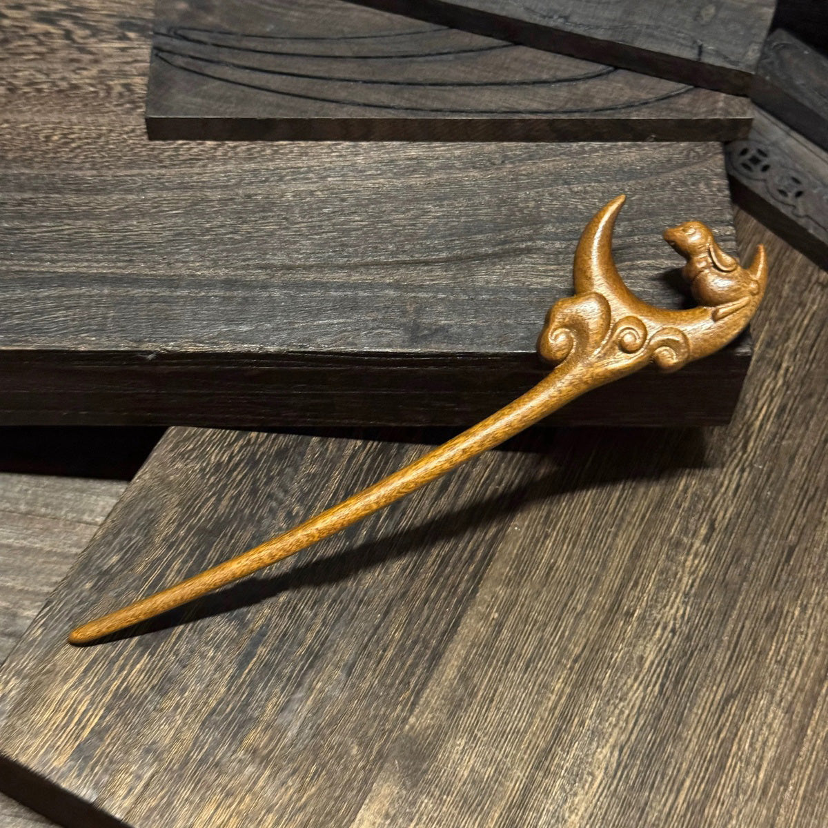 Golden Phoebe Wood Hair Stick | Natural Wooden Hairpin for Buns, Updos & DIY Projects