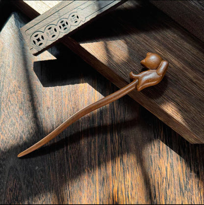 Golden Phoebe Wood Hair Stick | Natural Wooden Hairpin for Buns, Updos & DIY Projects