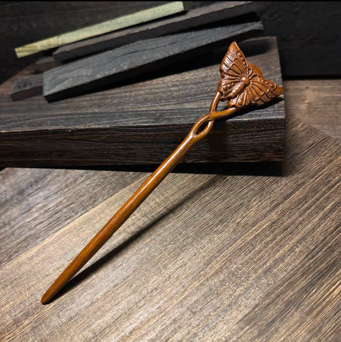 Golden Phoebe Wood Hair Stick | Natural Wooden Hairpin for Buns, Updos & DIY Projects