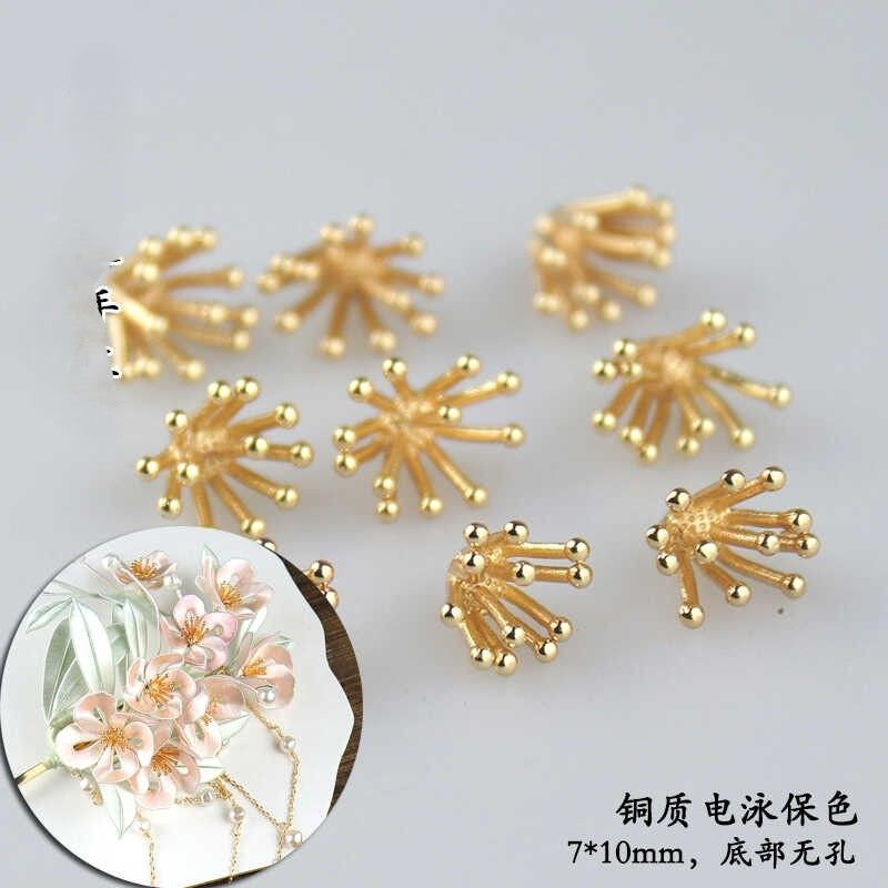 Copper Flower Bead Caps with Rhinestones - Flower Stamen Holders(K series)