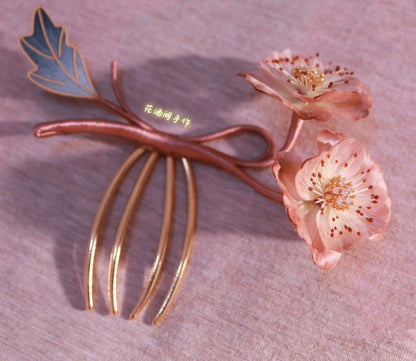 Bespoke Papaver Rhoeas Hairpin - Silk Hairdress(Ronghua)