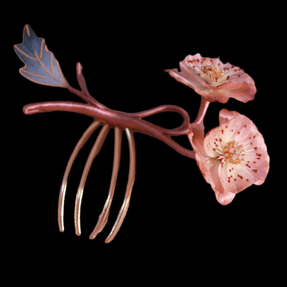 Bespoke Papaver Rhoeas Hairpin - Silk Hairdress(Ronghua)