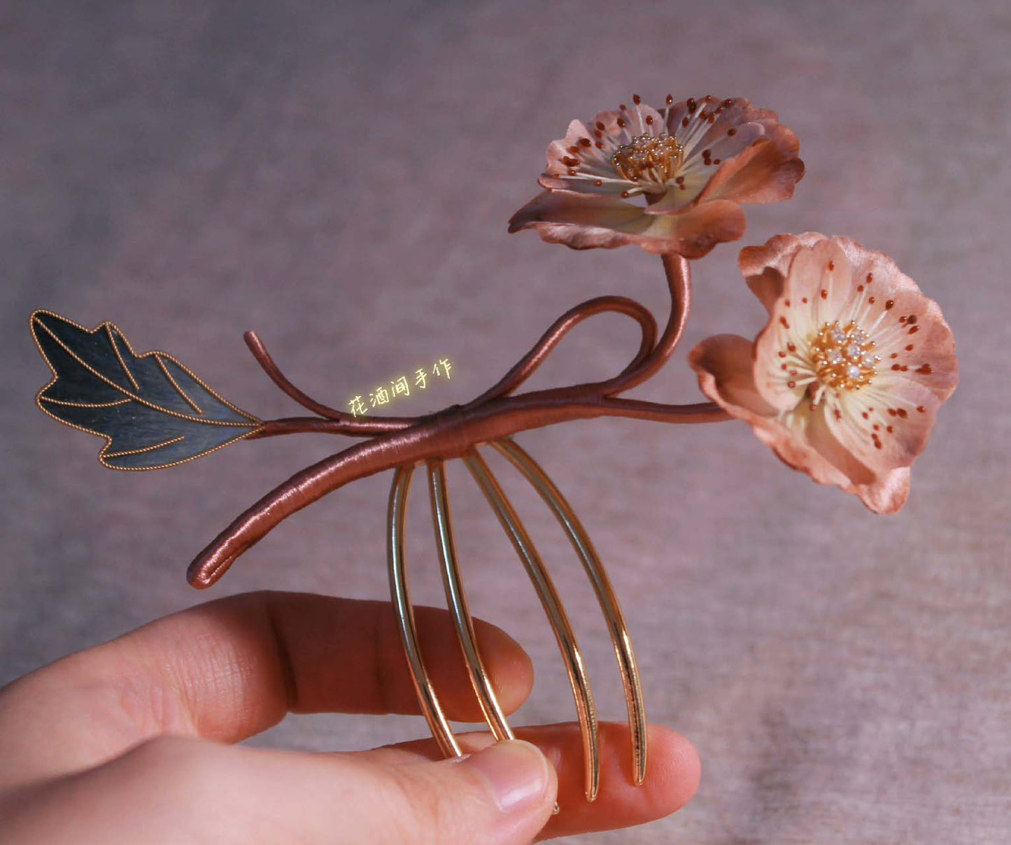 Bespoke Papaver Rhoeas Hairpin - Silk Hairdress(Ronghua)