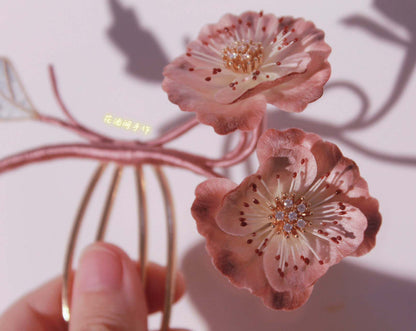 Bespoke Papaver Rhoeas Hairpin - Silk Hairdress(Ronghua)