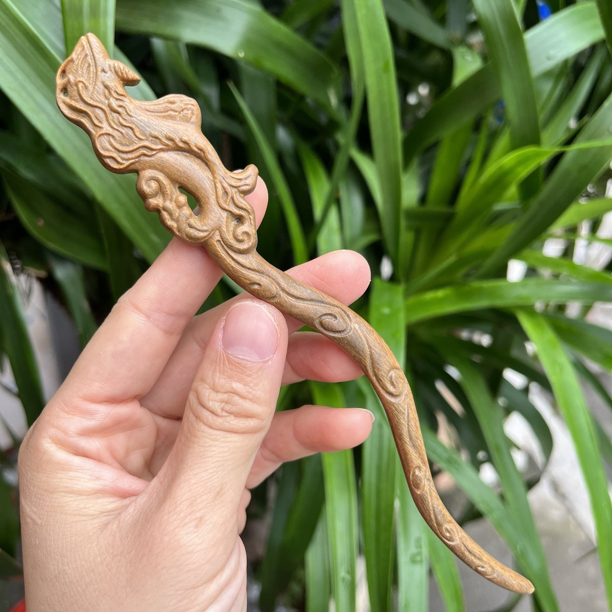 Natural Wooden Hair Stick Set - 20cm Mythical Creature Design (山海鲸)