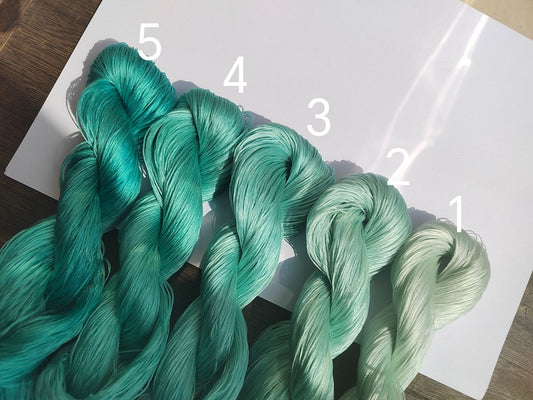 20g 5A Raw Silk Mulberry Silk Thread(%Blue Green) - For Ronghua, Wigs