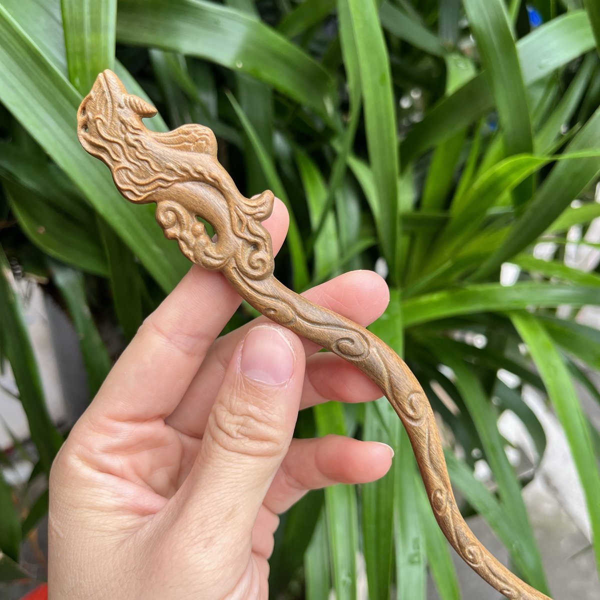 Natural Wooden Hair Stick Set - 20cm Mythical Creature Design (山海鲸)