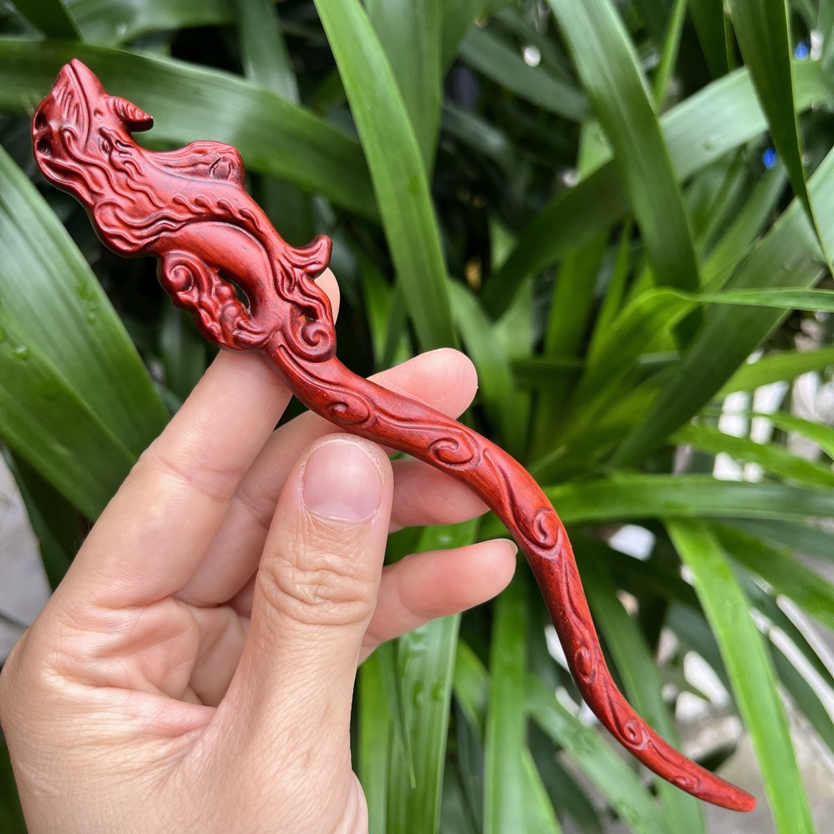 Natural Wooden Hair Stick Set - 20cm Mythical Creature Design (山海鲸)