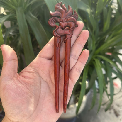 Natural Rosewood Hair Stick Set - 17cm U Shape Double-Sided Hairpin (U形发钗)