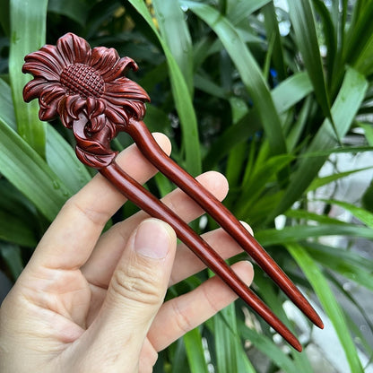 Natural Rosewood Hair Stick Set - 17cm U Shape Double-Sided Hairpin (U形发钗)