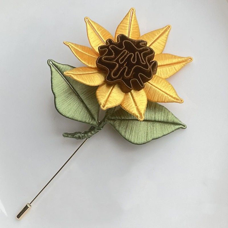 Sunflower Brooch Chanhua Materials DIY Kit - Include Detailed Video Tutorial