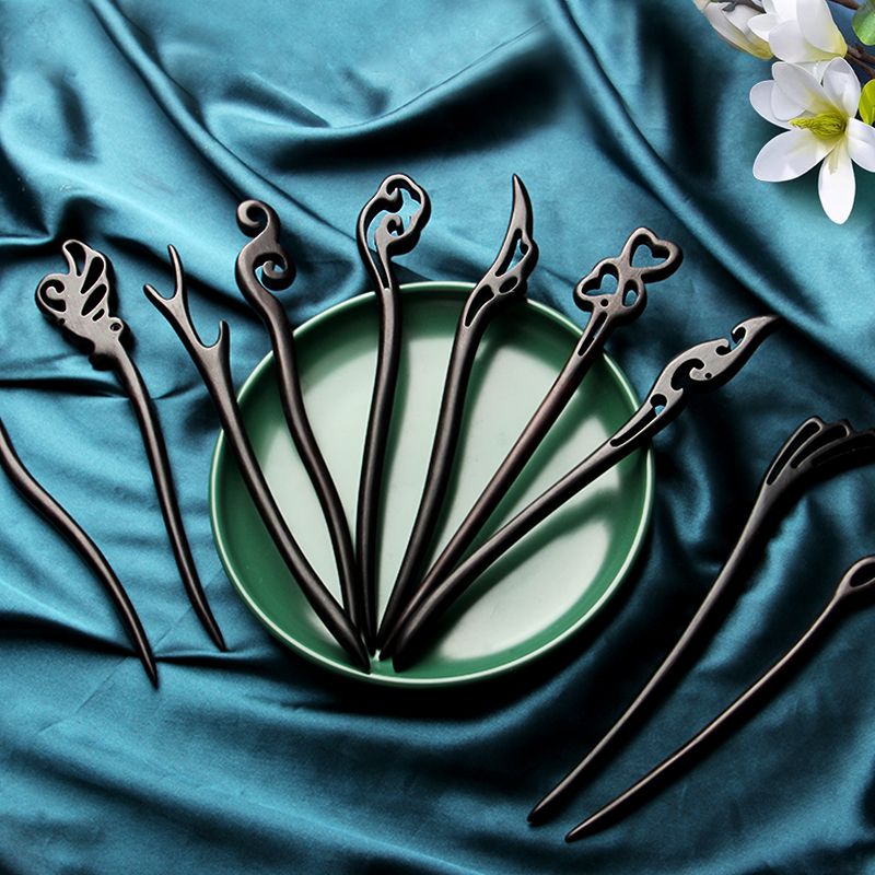 Handmade ebony wood hair stick – 18cm natural black hair pin for women